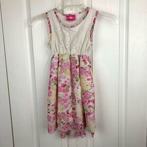 Girls Pink Floral High Low Dress